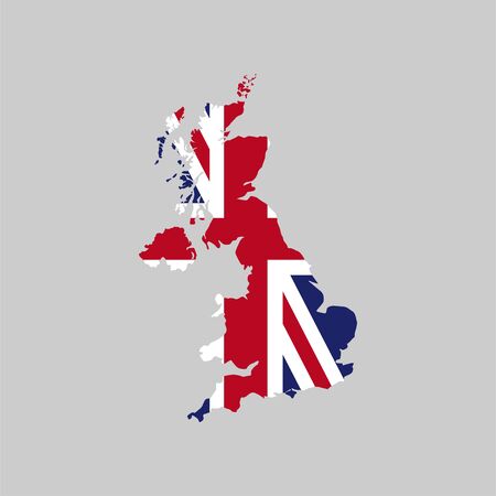 Flag and map of Great Britain. Symbol of the United Kingdom. Vector illustration.のイラスト素材