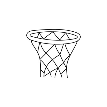 Basketball Basket. Equipment for sports games. Black and white vector illustration isolated on white background. Doodle and cartoon style.のイラスト素材