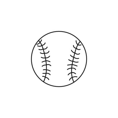 Baseball ball. Equipment for sports games. Black and white vector illustration isolated on white background. Doodle and cartoon style.のイラスト素材