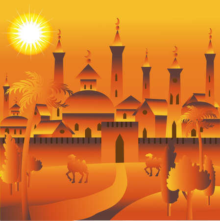 eastern muslim cityのイラスト素材