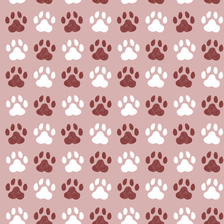 Seamless pattern with prints of dog paws. Minimalistic background for national dog day. Pattern for packaging, fabric, paper, etc.の写真素材