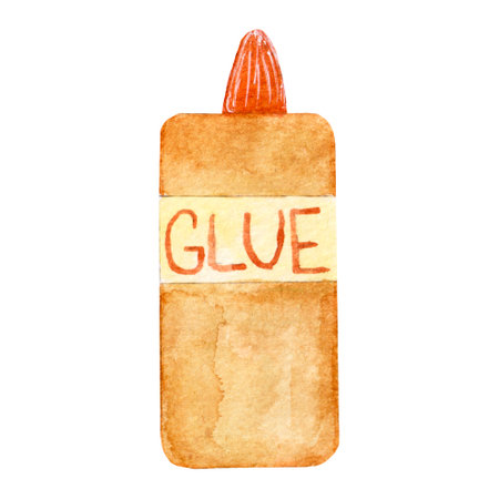 Watercolor glue pack isolated on white background. For various childish products, craft, school, cards, poster etc.の写真素材