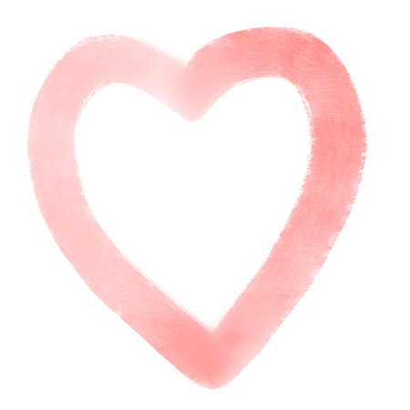 Red heart for valentines day, symbol of love. Hand painted illustration. Design element for greeting cardの写真素材