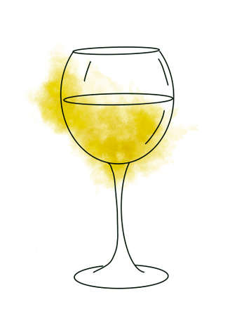 Glass of white wine, doodle style.  illustration for bar and restaurant menuの写真素材