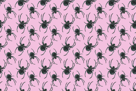 Watercolor seamless pattern, Halloween background. Vintage hand drawn illustration.の写真素材