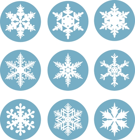 Set of snowflake shapes in flat styleのイラスト素材