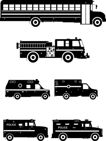 Silhouette illustration of special machines on white backgroundのイラスト素材