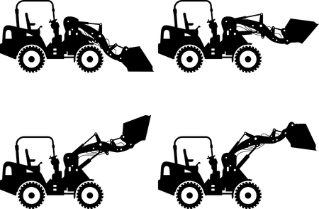 Detailed illustration of skid steer loaders, heavy equipment and machineryのイラスト素材