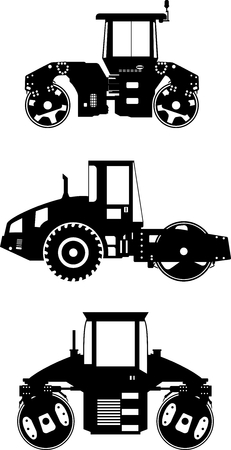 Detailed illustration of compactors, heavy equipment and machineryのイラスト素材