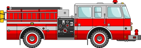Detailed illustration of fire truck in a flat style