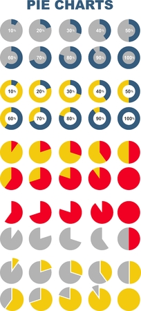 Different types of pie chart. Vector illustration of business infographics.のイラスト素材
