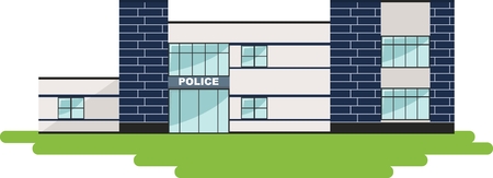 Detailed illustration of  police department building in a flat style.のイラスト素材