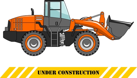 Detailed illustration of wheel loader, heavy equipment and machineryのイラスト素材