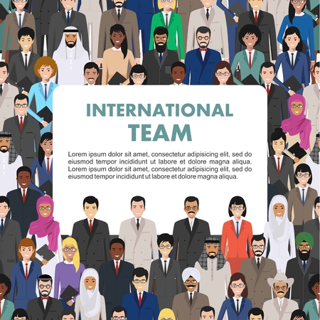 Vector seamless pattern group of creative people, diverse business people standing together.のイラスト素材
