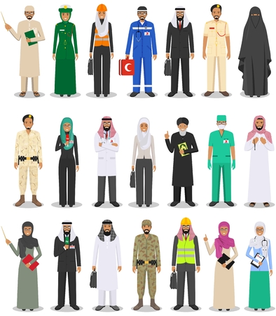 Different people professions occupation characters man and woman set in flat style isolated on white background. Templates for infographic, sites, banners, social networks. Vector illustration.のイラスト素材