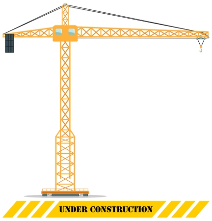 Building tower crane. Heavy construction machines Vector illustrationのイラスト素材
