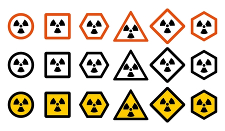 Industry concept. Set of different radiation hazard signs for your web site design. Dangerous area Icons.のイラスト素材