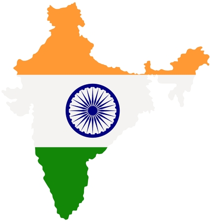 Map of India with indian national flag inside. Vector illustration.のイラスト素材