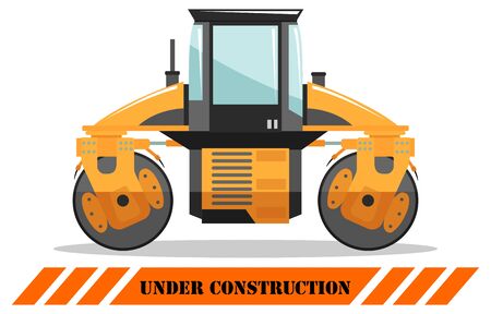 Compactor. Detailed illustration of heavy construction machine and equipment. Vector illustration.のイラスト素材