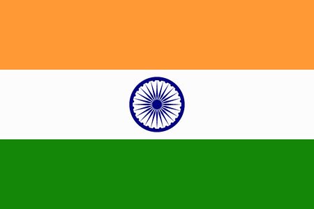National symbol. Orange white green of Indian realistic flag. Vector illustration.のイラスト素材