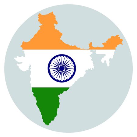 Map of India with indian national flag inside. Vector illustrationのイラスト素材