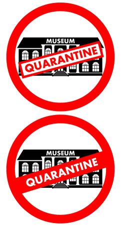 Stop sign on the  museum building isolated on whiteのイラスト素材