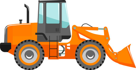 Wheel Loader Icon in Flat Style.のイラスト素材