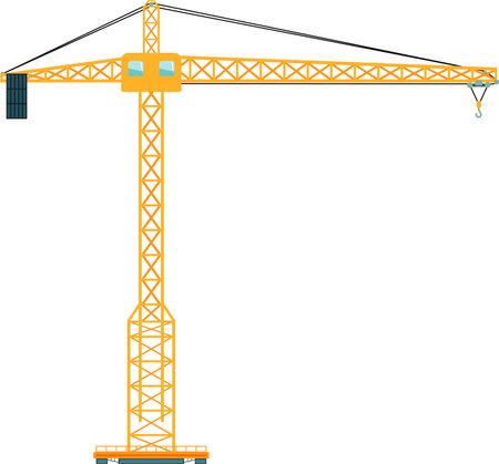 Construction Tower Crane Icon in Flat Style.のイラスト素材