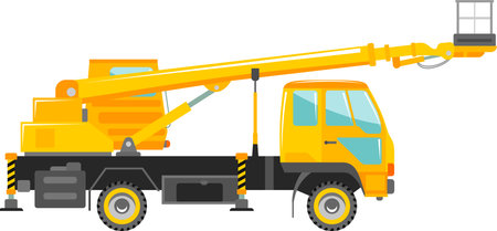 Aerial Work Platform Bucket Truck Icon in Flat Style.のイラスト素材