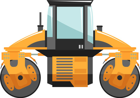 Road Roller Compactor Icon in Flat Style.のイラスト素材