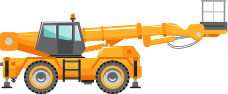 Aerial Work Platform Bucket Truck Icon in Flat Style.のイラスト素材