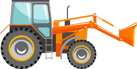 Wheel Loader Icon in Flat Style.のイラスト素材