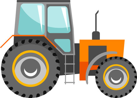 Farm Tractor Vehicle Icon in Flat Style.のイラスト素材