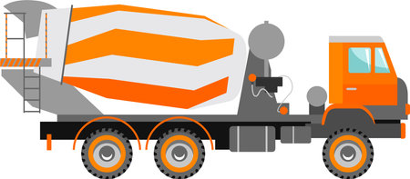 Concrete Mixer Truck Icon in Flat Style.のイラスト素材