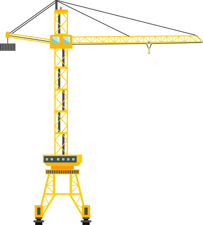 Construction Tower Crane Icon in Flat Style.のイラスト素材
