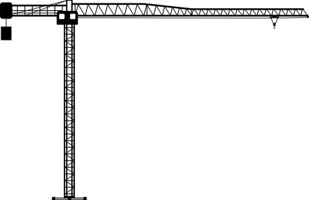 Silhouette of Construction Tower Crane Icon in Flat Style.のイラスト素材