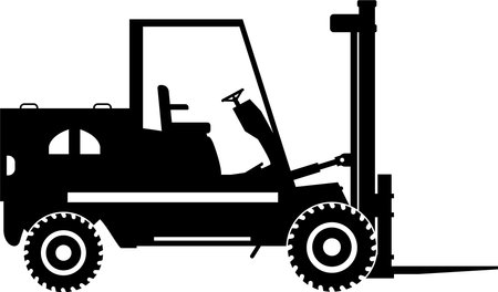 Silhouette of Wheel Forklift Icon in Flat Style.のイラスト素材