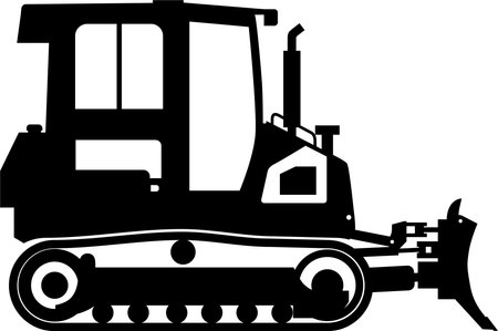 Silhouette of Bulldozer Icon in Flat Style.のイラスト素材