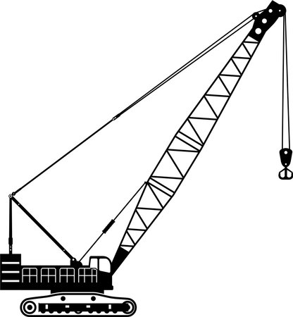 Silhouette of Mobile Crane Icon in Flat Style.のイラスト素材