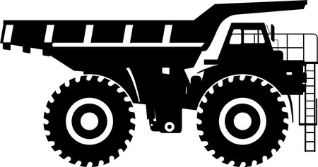 Silhouette of Dump Truck Icon in Flat Style.のイラスト素材