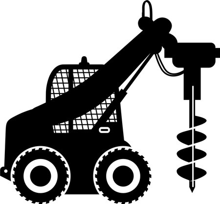 Silhouette of Mobile Drilling Rig Truck Icon in Flat Style.のイラスト素材