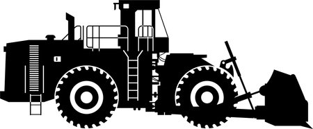 Silhouette of Wheel Dozer Icon in Flat Style.のイラスト素材