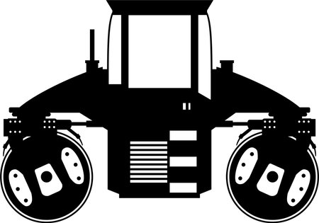 Silhouette of Road Roller Compactor Icon in Flat Style.のイラスト素材