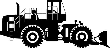 Silhouette of Wheel Dozer Icon in Flat Style.のイラスト素材