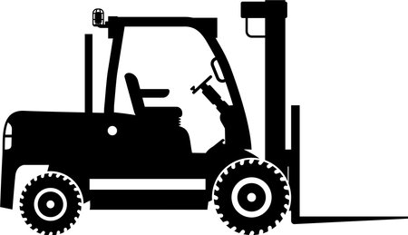 Silhouette of Wheel Forklift Icon in Flat Style.のイラスト素材