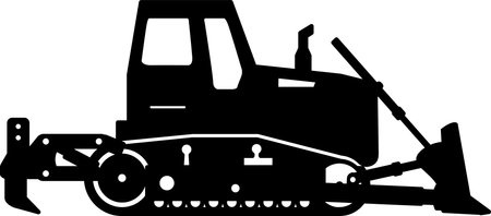 Silhouette of Bulldozer Icon in Flat Style.のイラスト素材
