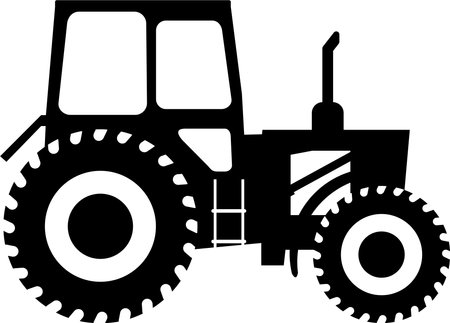 Silhouette of Farm Tractor Vehicle Icon in Flat Style.のイラスト素材