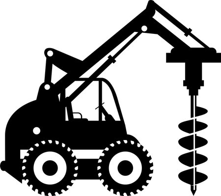 Silhouette of Mobile Drilling Rig Truck Icon in Flat Style.のイラスト素材
