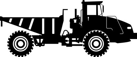 Silhouette of Dump Truck Icon in Flat Style.のイラスト素材