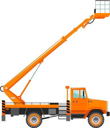 Aerial Work Platform Bucket Truck Icon in Flat Style.のイラスト素材